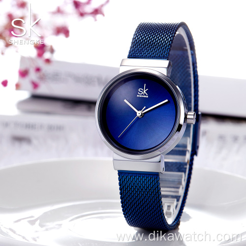 Shengke Blue WristWatch Women Watch Luxury Brand Steel Ladies Quartz Women Watches 2019 Relogio Feminino Montre Femme